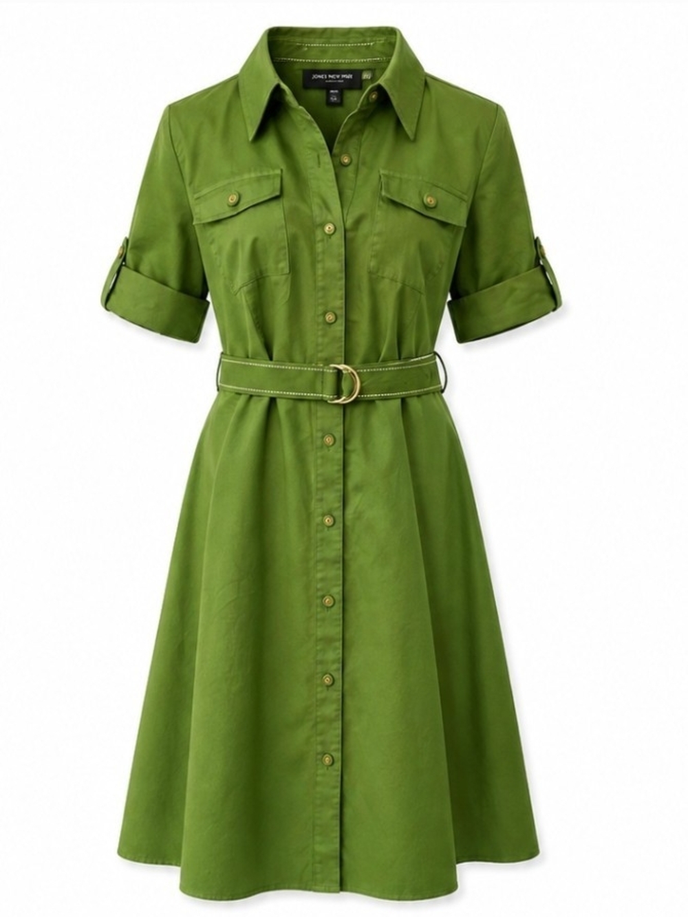 Jones New York Green Belted Shirt Midi Dress